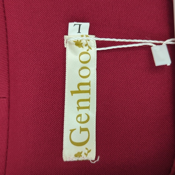 NWT Genhoo Roll Up Cuff Single Button Blazer LARGE Red Striped Cuffs - Picture 3 of 16